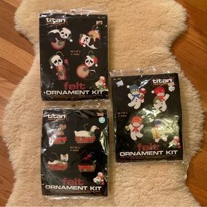 Vintage Titan felt Christmas ornament kits, set of 3